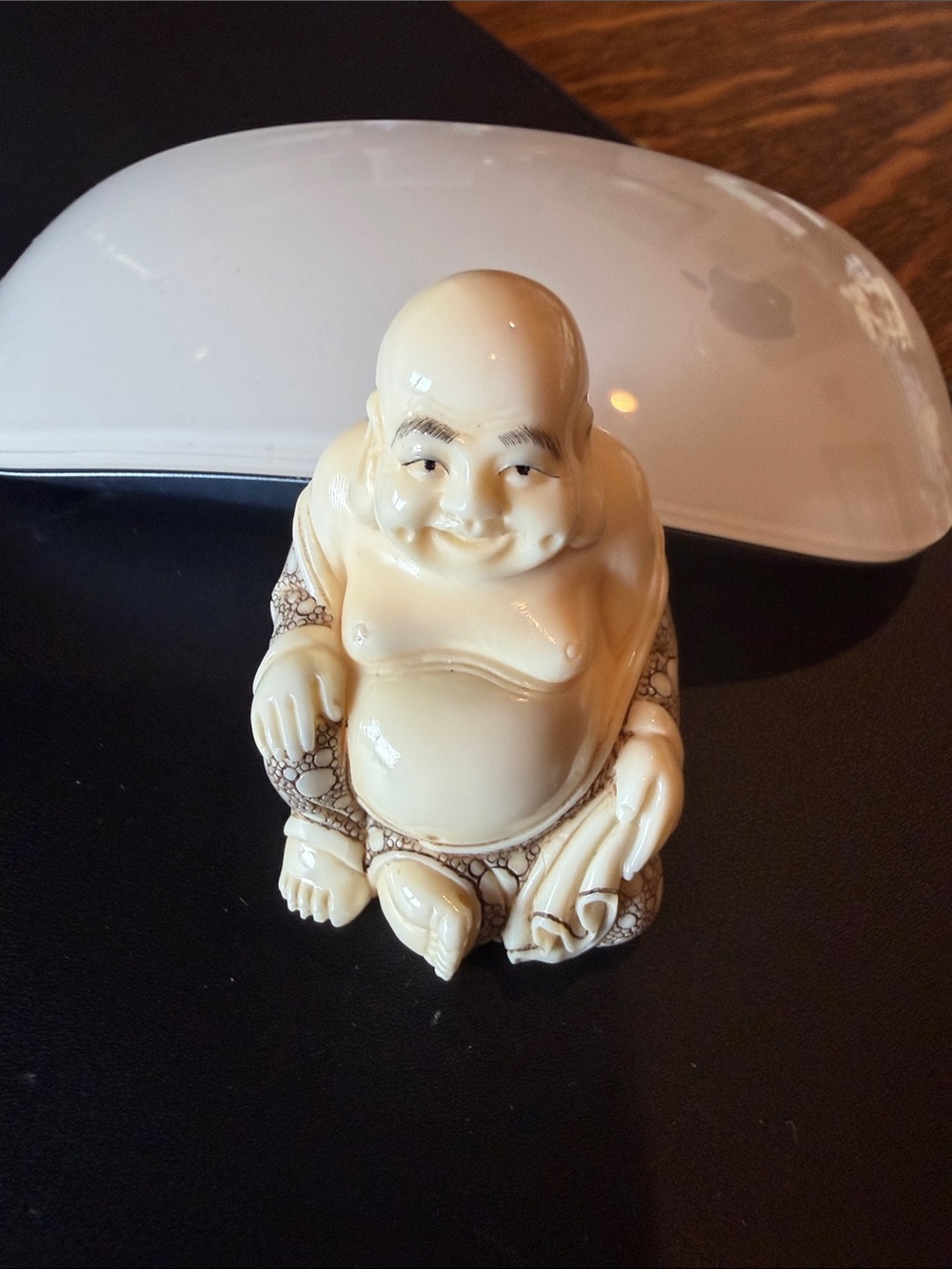 Ivory-Finish Laughing Buddha Figurine - Decorative Home Art